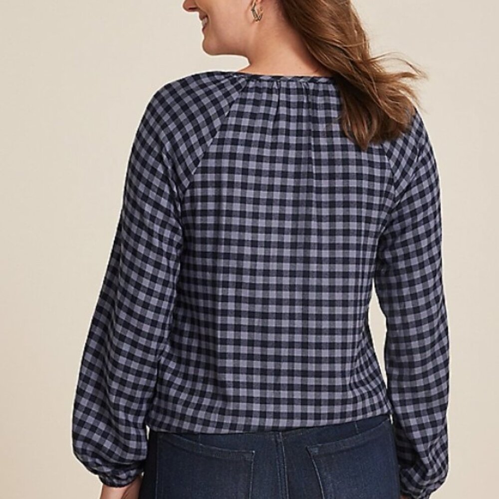 Maurices Buffalo Check Notch Neck Blouse - XL - Picture 3 of 6